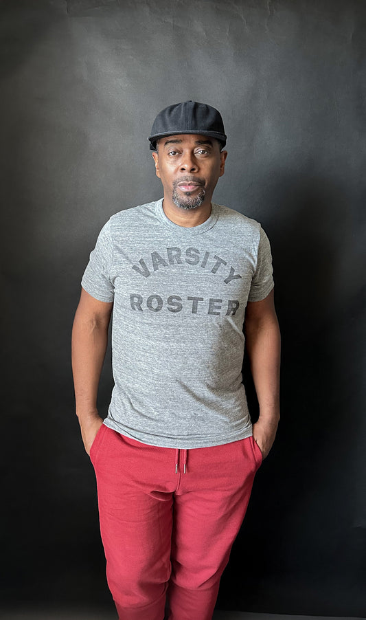 VARSITY ROSTER HAND STAMPED TEE | GREY TRI-BLEND