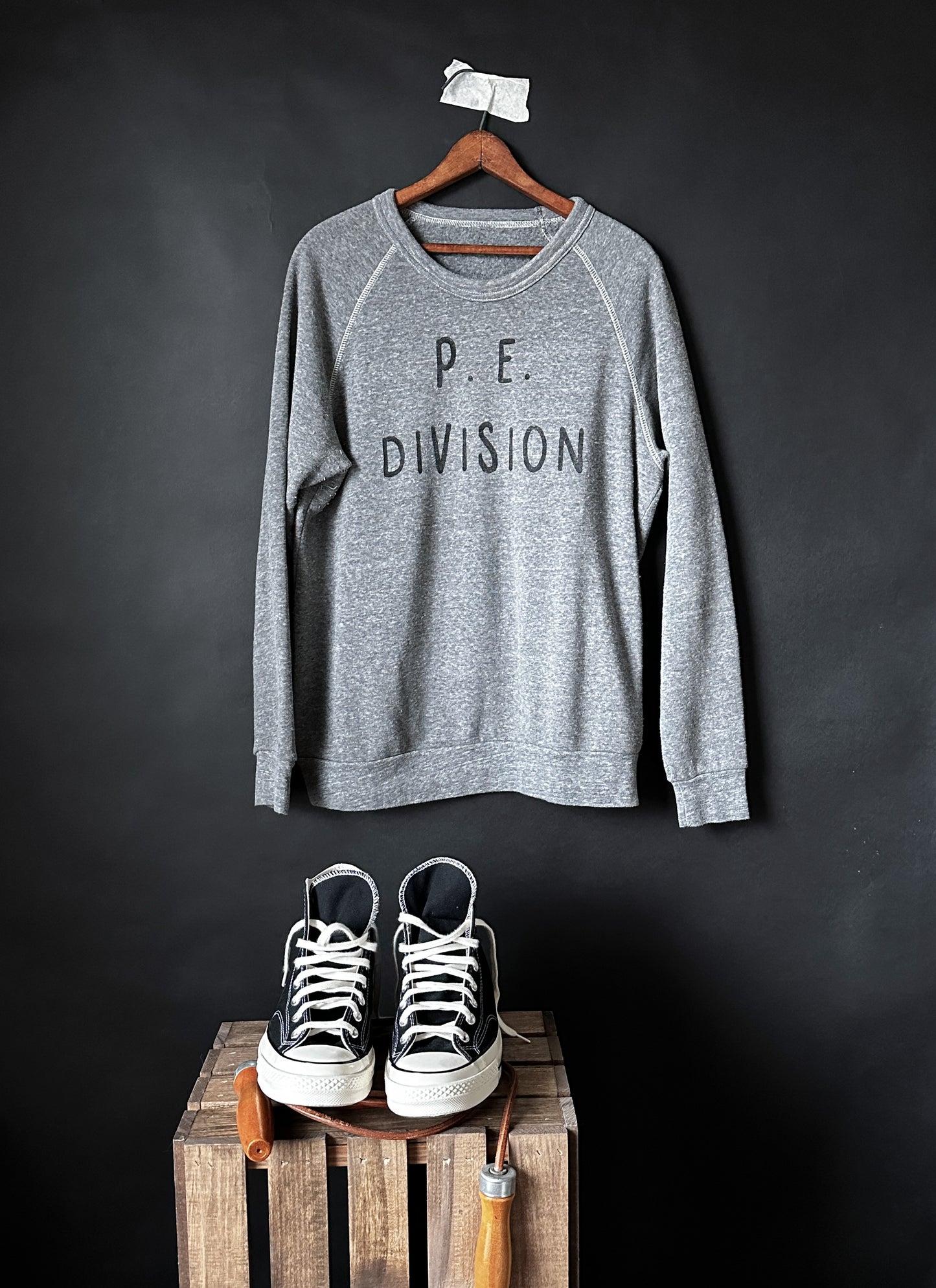 P.E. DIVISION HAND STAMPED SWEATSHIRT | ATHLETIC GREY TRI-BLEND