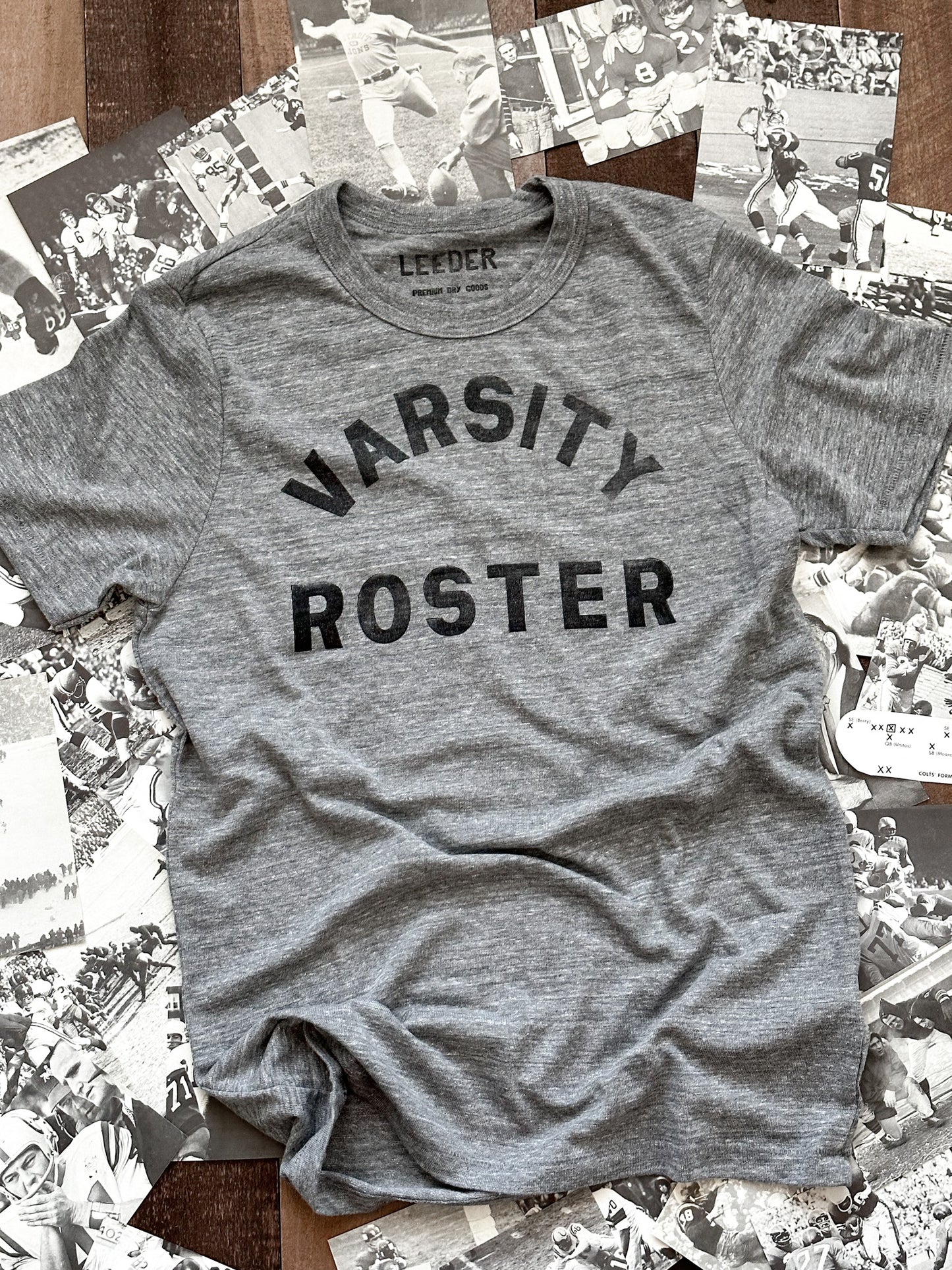 VARSITY ROSTER HAND STAMPED TEE | GREY TRI-BLEND