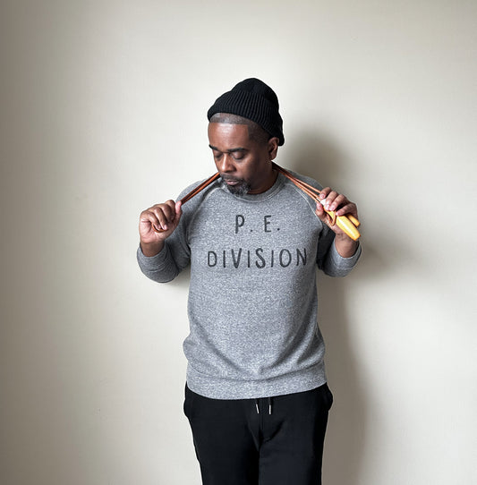P.E. DIVISION HAND STAMPED SWEATSHIRT | ATHLETIC GREY TRI-BLEND