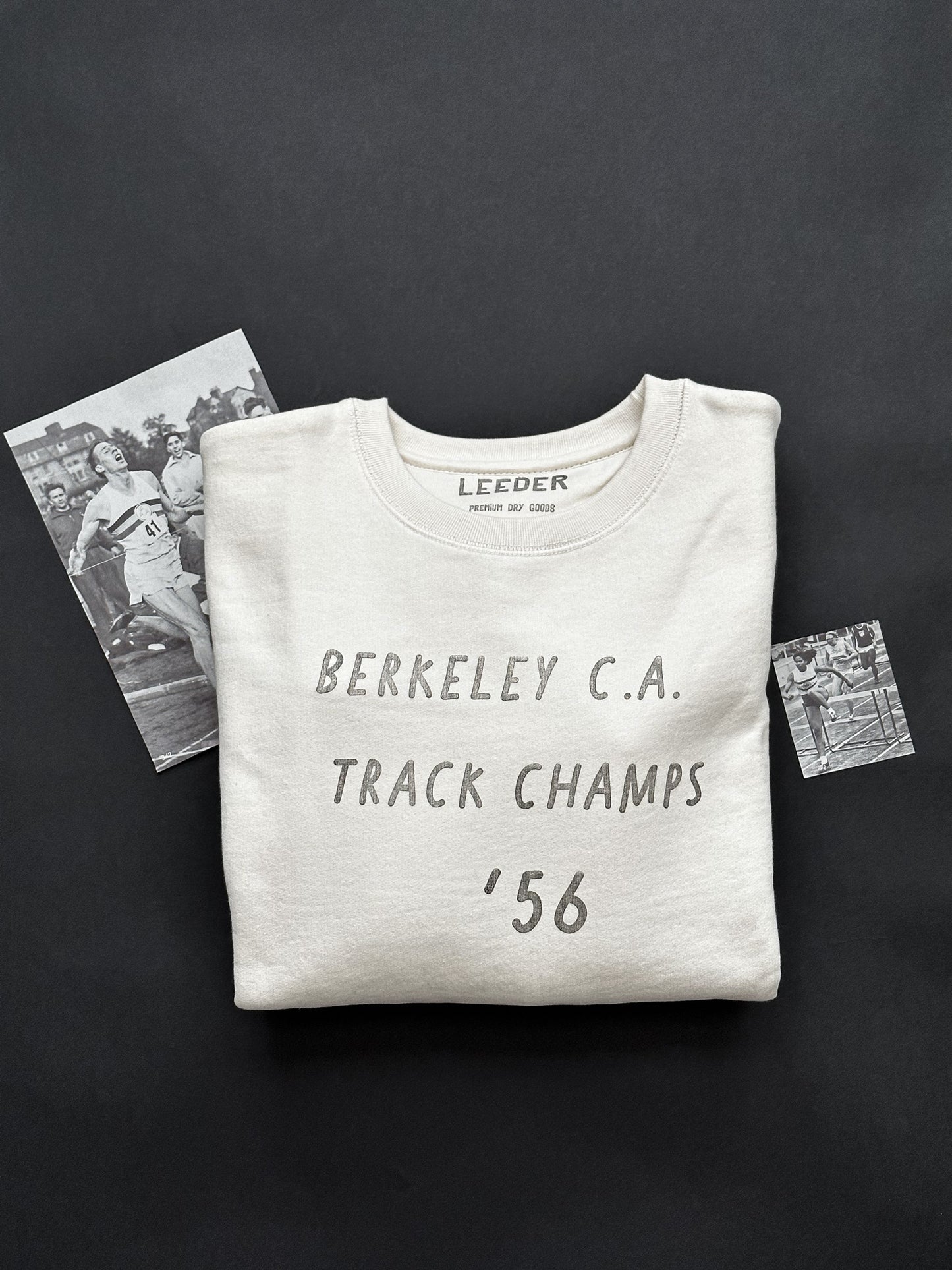 BERKELEY C.A. TRACK CHAMPS '56 HAND STAMPED SWEATSHIRT